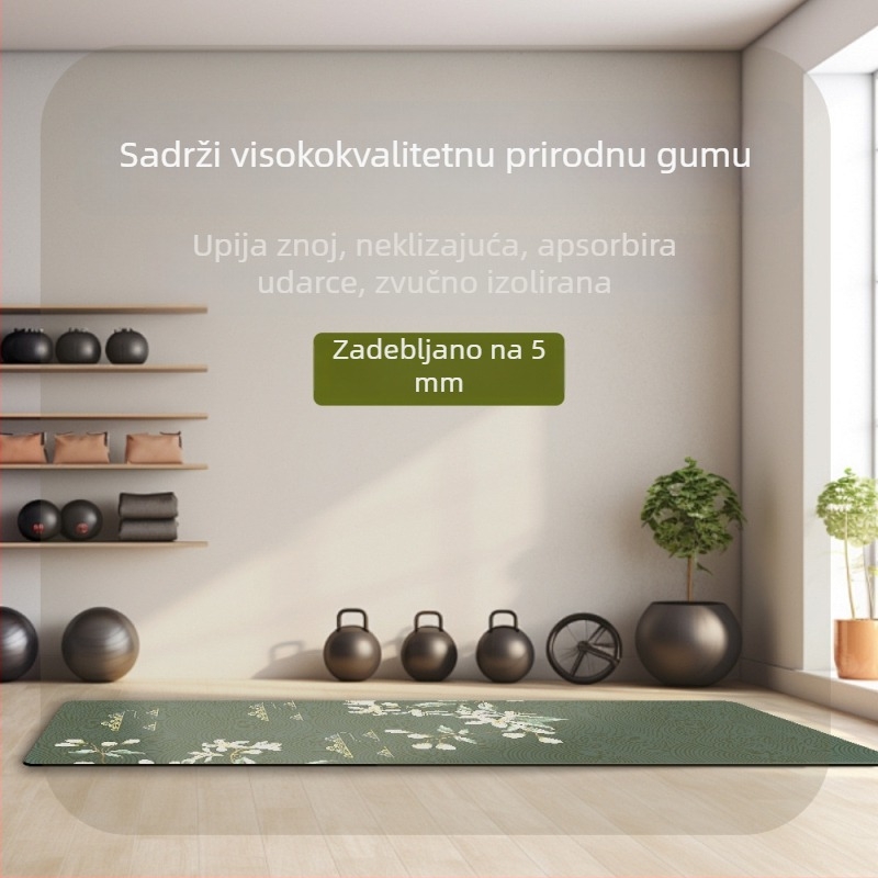 Joga prostirka u kineskom stilu s pejzažom vilinskog jelena, prirodni kaučuk PU, debela, protuklizna, apsorpcija udaraca, za kućnu i vanjsku fitness upotrebu