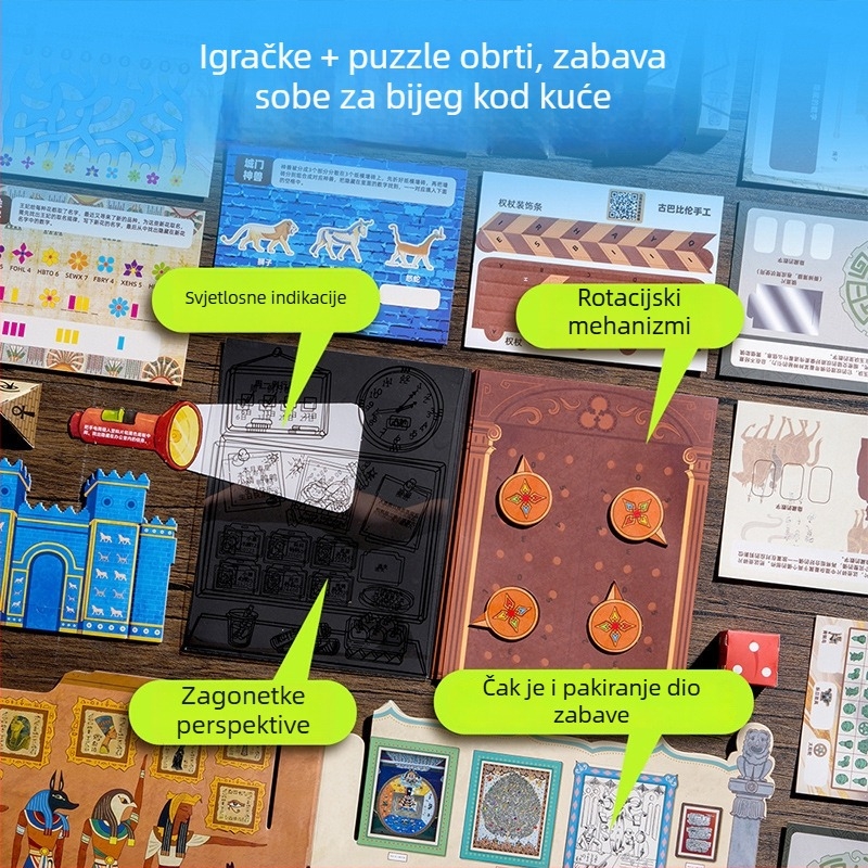 Bijeg iz muzeja: društvena igra s zagonetkama, Escape Room stil, zabavna za party, edukativna igra