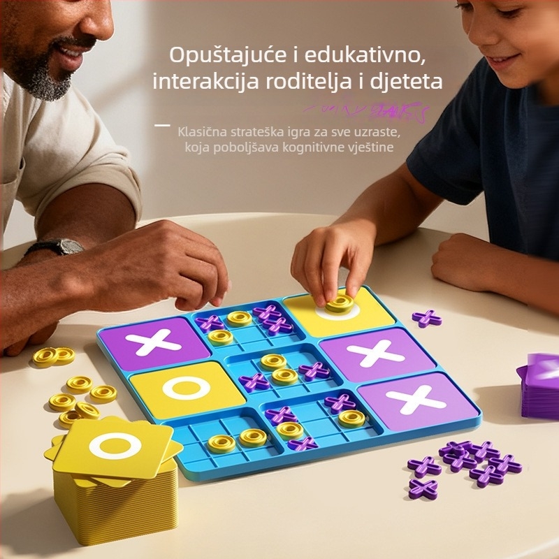 Devetpolna XO ploča za Tic-Tac-Toe – edukativna stolna igra za razvoj logičkog razmišljanja djece (4–6 godina)