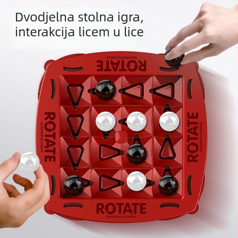 Orbitalna logična šahovska igra za dvoje: roditelj-dijete interaktivna slagalica s rotirajućom igrom Connect Four na stolu