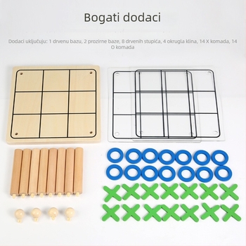 Drvena igra Tic-Tac-Toe za djecu | logičko razmišljanje i koncentracija, stolna igra za dvoje