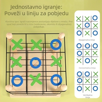 Drvena igra Tic-Tac-Toe za djecu | logičko razmišljanje i koncentracija, stolna igra za dvoje