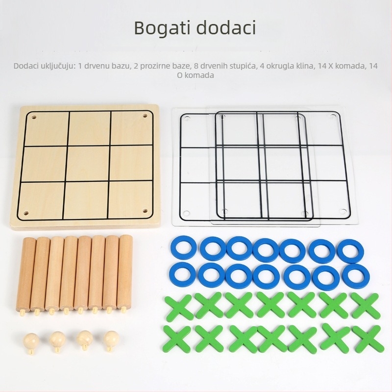 Drvena igra Tic-Tac-Toe za djecu | logičko razmišljanje i koncentracija, stolna igra za dvoje
