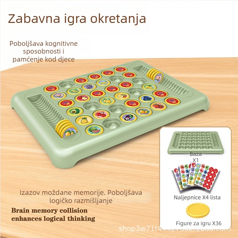 Obrazovna društvena igra za djecu, za dvoje igrača, memorijska i logička igra, obiteljska interakcija