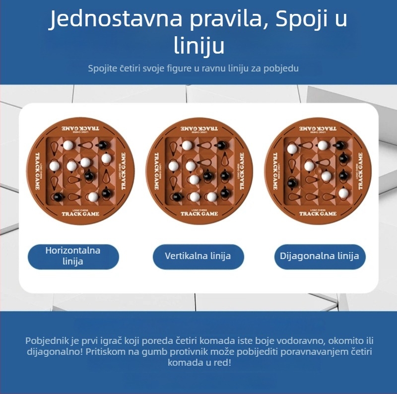 Dječja edukativna logička igra s trakama za dva igrača – crno-bijela, društvena igra za razvoj misli