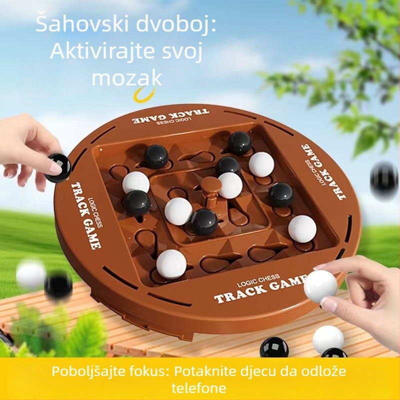 Dječja edukativna logička igra s trakama za dva igrača – crno-bijela, društvena igra za razvoj misli
