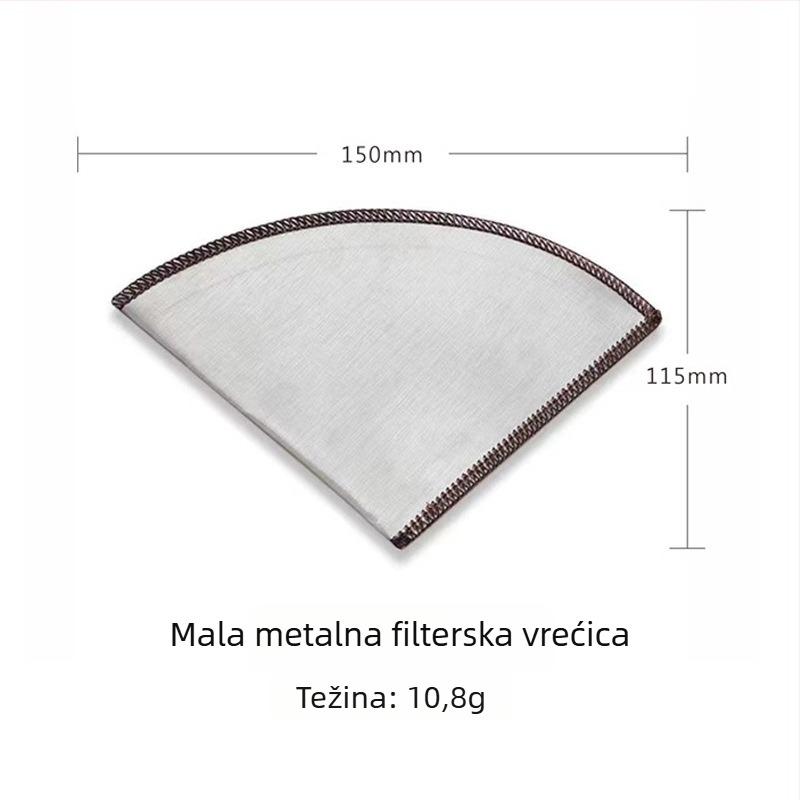 Filtar za kavu od nehrđajućeg čelika 304, višekratni filtr za ručno prelijevanje V60, bez papirnoga filtera