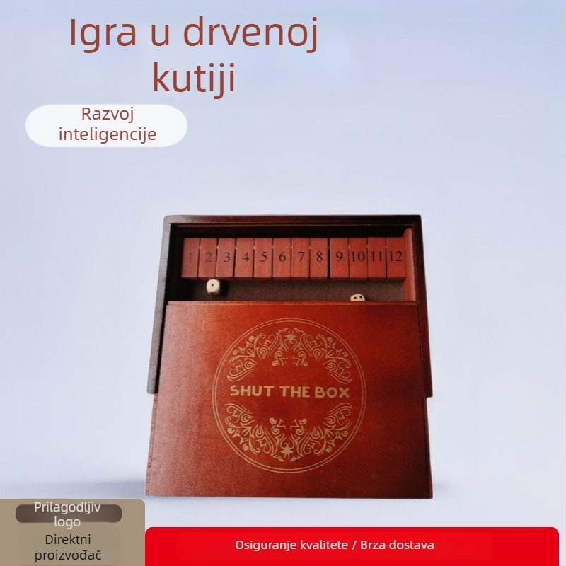 Drvena igra s brojevima i karticama za obitelj – edukativna puzzle igra za djecu i odrasle, igra s pićem