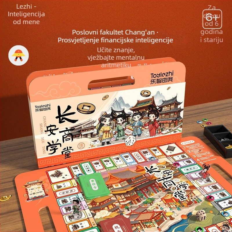 Monopoly-stil društvena igra – Deluxe izdanje: Chang’an Business School – Putovanje po Kini za djecu, edukativna igra