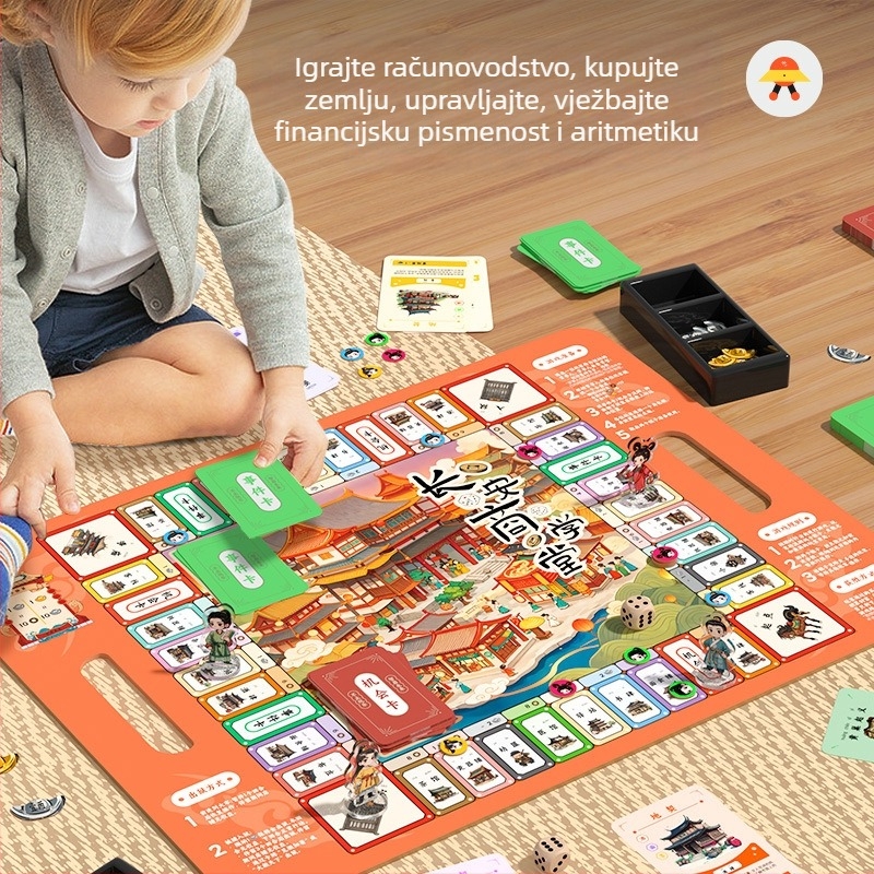 Monopoly-stil društvena igra – Deluxe izdanje: Chang’an Business School – Putovanje po Kini za djecu, edukativna igra