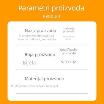 V60 filtr za kavu od netkanog materijala visoke gustoće, 100 komada, otporan na curenje i prodiranje, prehrambene kvalitete, za ručno zalijevanje