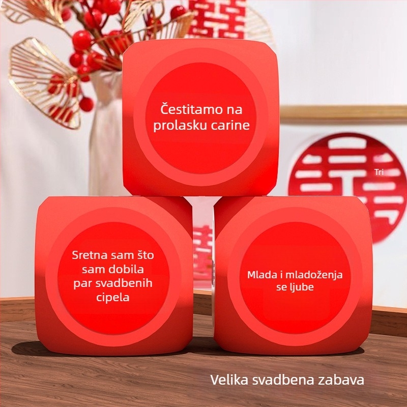 15 cm kocka za svadbene igre – rekvizit za šalu za mladoženju i družbu