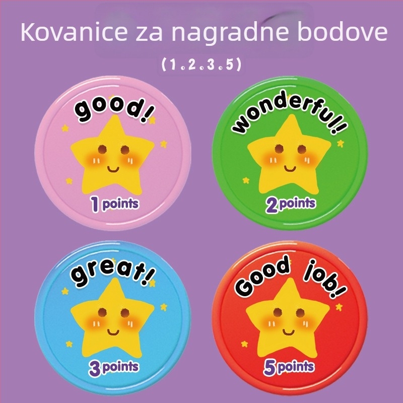 Set dječjih nagradnih novčića i edukativnih tokena — plastični tokeni za učenje, kockice i digitalni Mahjong