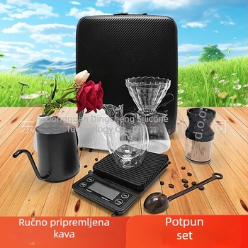 Prijenosni set za ručno pripremu kave sa ručnim mlincem i kanvicom za prelijevanje