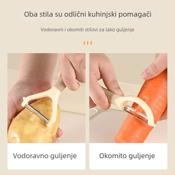 Višenamjenski kuhinjski oguljivač s vodoravnom i okomitom oštricom za guljenje jabuka i krumpira