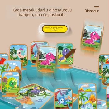 Bitka dinosaura – družtvena stolna igra za djecu i roditelje, dva igrača, edukativna igra s ispaljivanjem kuglica