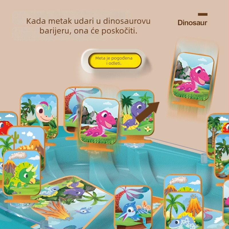Bitka dinosaura – družtvena stolna igra za djecu i roditelje, dva igrača, edukativna igra s ispaljivanjem kuglica