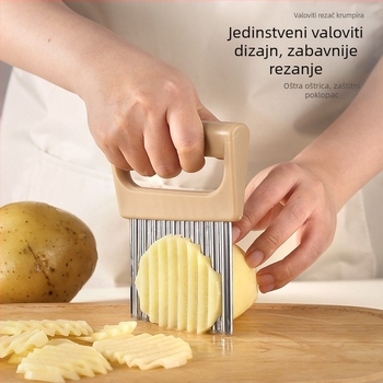 Nerđajući čelični valoviti rezač za krumpire s debelim noževima za pripremu pomfrita