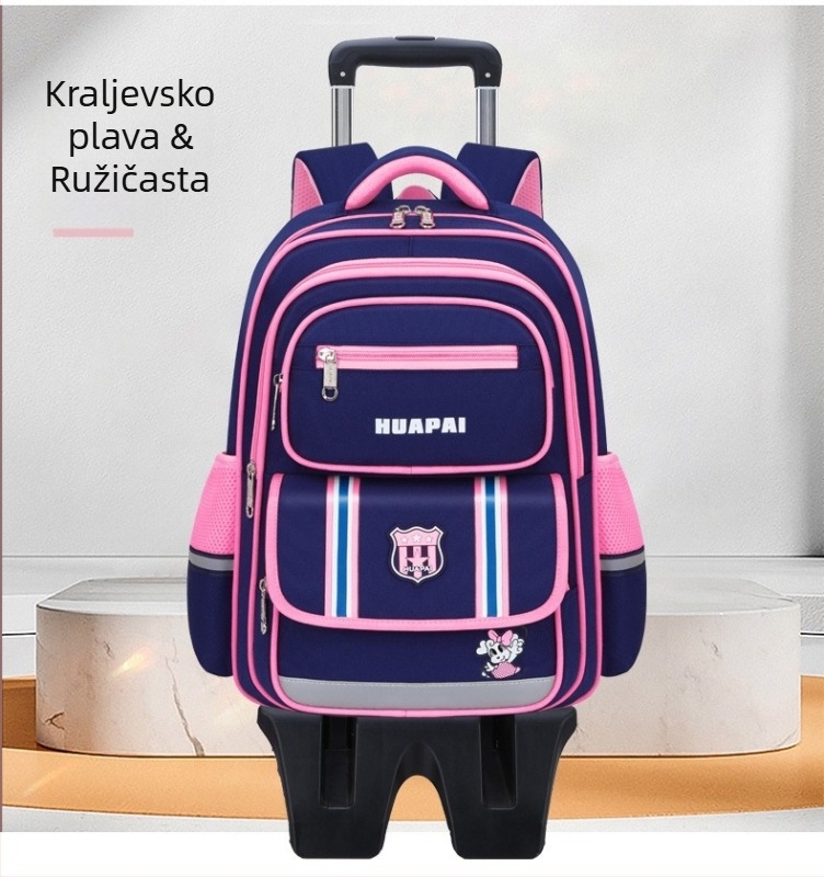 Britanski stil školsku torbu s kotačićima za osnovnoškolce, unisex, lagana, prozračna, s zaštitom kralježnice