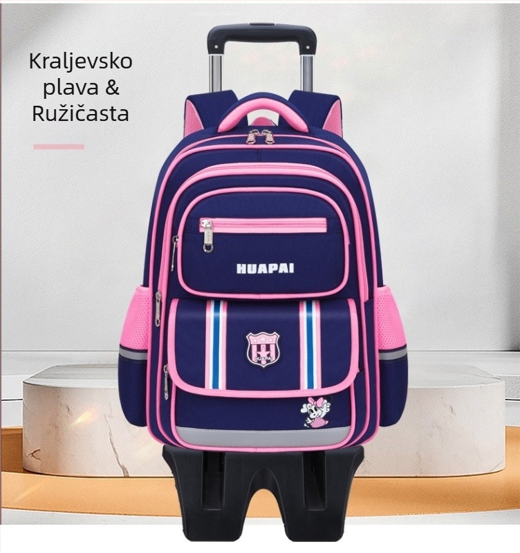 Britanski stil školsku torbu s kotačićima za osnovnoškolce, unisex, lagana, prozračna, s zaštitom kralježnice