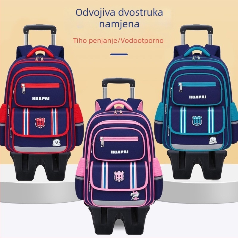 Britanski stil školsku torbu s kotačićima za osnovnoškolce, unisex, lagana, prozračna, s zaštitom kralježnice