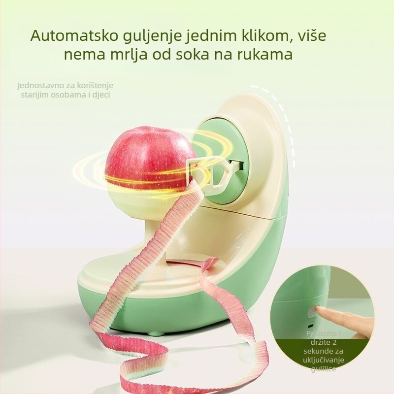 USB punjivi automatski oguljivač voća za jabuke i ostalo voće, s višefunkcijskim nožem za guljenje