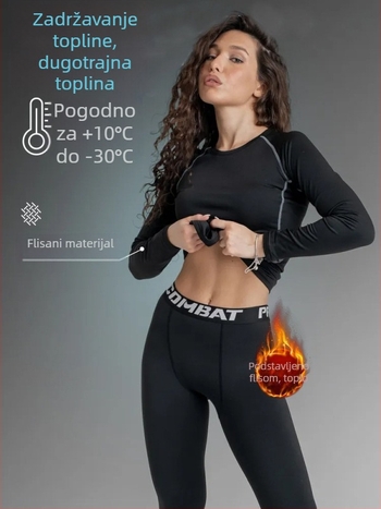Zimski sportski komplet s flisom, topao, unisex, velika veličina, osnovni sloj
