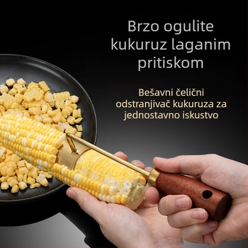 Nerđajući čelik kukuruzni olupivač s drvenom drškom – kuhinjski višenamjenski alat