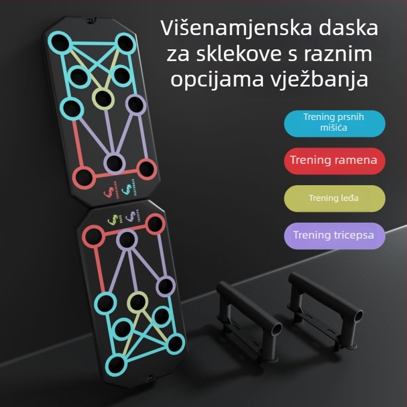 Prijenosna višenamjenska ploča za sklekove za kućnu upotrebu, trening prsnih i trbušnih mišića