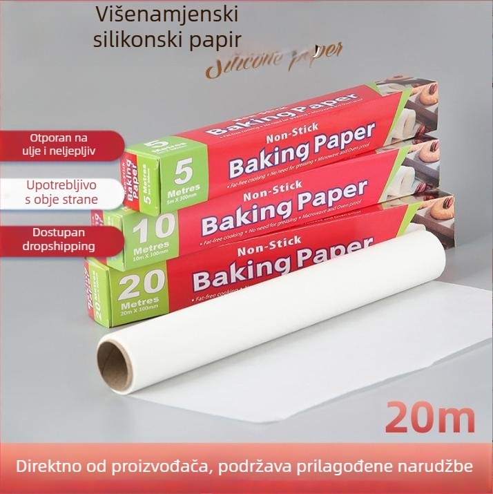 Dvostrano silikonski papir za pečenje – otporan na masnoću papir za pećnicu, za kolače i kekse