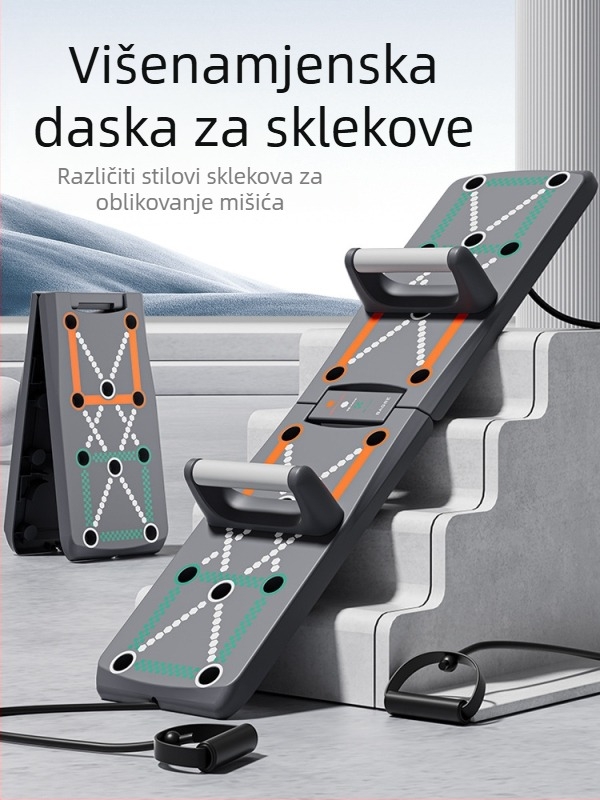 Sklopiva ploča za sklekove s višenamjenskom potporom za kućni fitness