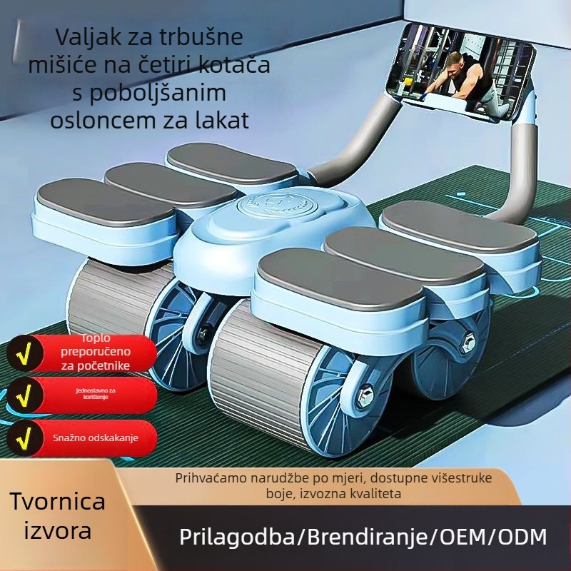 Abdominalni kolut s četiri kotača i šest lakata za kućnu upotrebu – automatsko odskakanje, trening trbušnih mišića