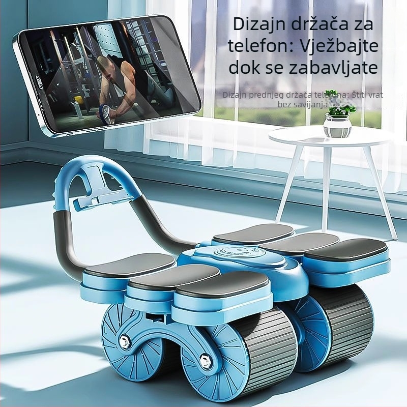 Abdominalni kolut s četiri kotača i šest lakata za kućnu upotrebu – automatsko odskakanje, trening trbušnih mišića
