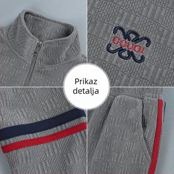 Ženski sportski set s vezenjem i polu-zipom – stojeći ovratnik, blok boja na duksi i hlačama, dvodijelni set