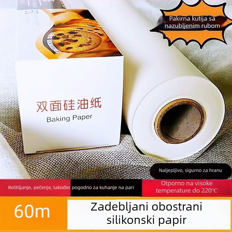 Papir za pečenje od pergamenta, prehrambene kvalitete, pogodan za air fryer i pećnicu za kolače, ne lijepi se, upija masnoću, za kućnu upotrebu