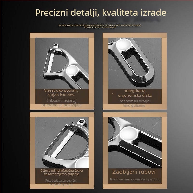 Švicarski nož za guljenje od nehrđajućeg čelika – višenamjenski kuhinjski alat za guljenje krumpira, jabuka i dinja