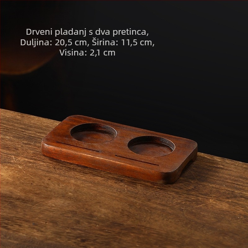 Keramički set šalice za kavu s drvenim pladnjem s rupicama za Cold Brew i latte retro stil