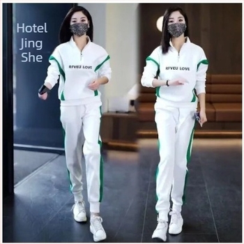 Dvodijelni casual sportski set za proljeće i jesen 2025, korejski stil, opuštena silueta, duksa s stojećim ovratnikom