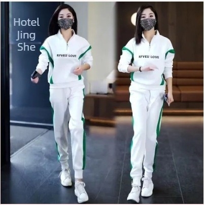 Dvodijelni casual sportski set za proljeće i jesen 2025, korejski stil, opuštena silueta, duksa s stojećim ovratnikom