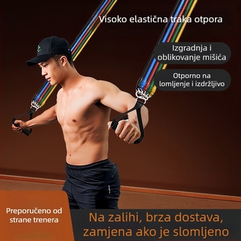 Višenamjenski fitness otporni pojas za trening leđa i prsa — 11-dijelni set s kukom za vrata