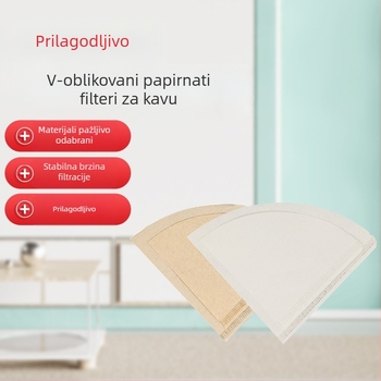 Filter papir za kavu u V obliku, 51 g, za ručno prolivanje, V60-02, 100 listova za 1–4 porcije