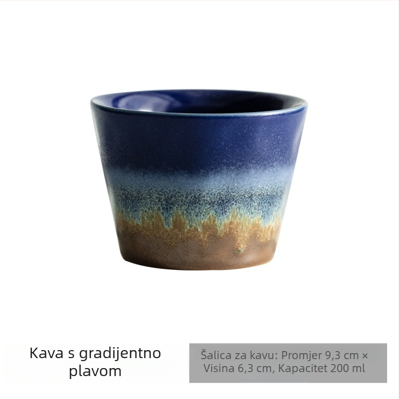 Set šalica za kavu s podmetačem u retro stilu, keramička šalica za latte art, elegantna kućna šalica.