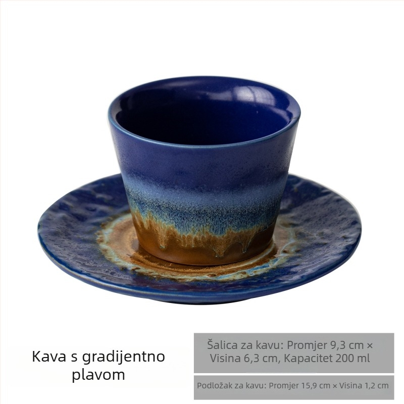 Set šalica za kavu s podmetačem u retro stilu, keramička šalica za latte art, elegantna kućna šalica.