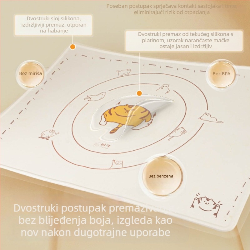 Silikonska podloga za mijesenje tijesta za kućnu upotrebu, silikon prehrambene kvalitete, podloga za pečenje, daska za mijesanje i razvlačenje tijesta, debeli mat