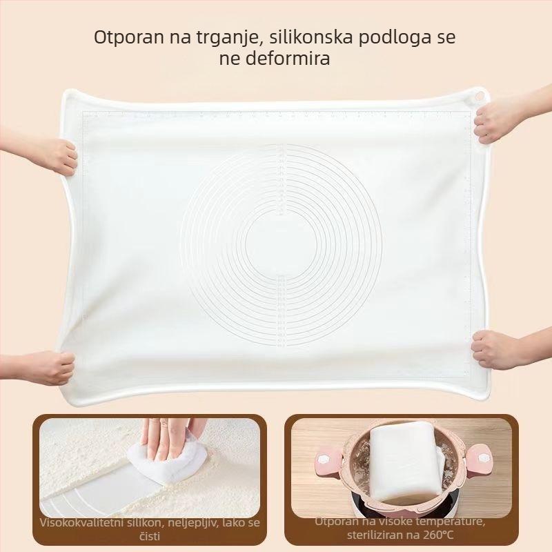 Silikonska podloga za mijesanje tijesta, kuhinjska radna površina s debelim slojem za razvlačenje tijesta