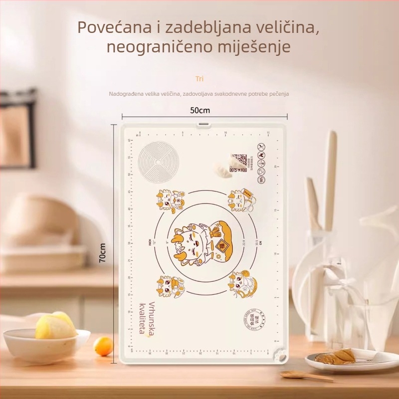 Silikonska podloga za mijesanje tijesta s debelim dizajnom i protukliznim rebrima