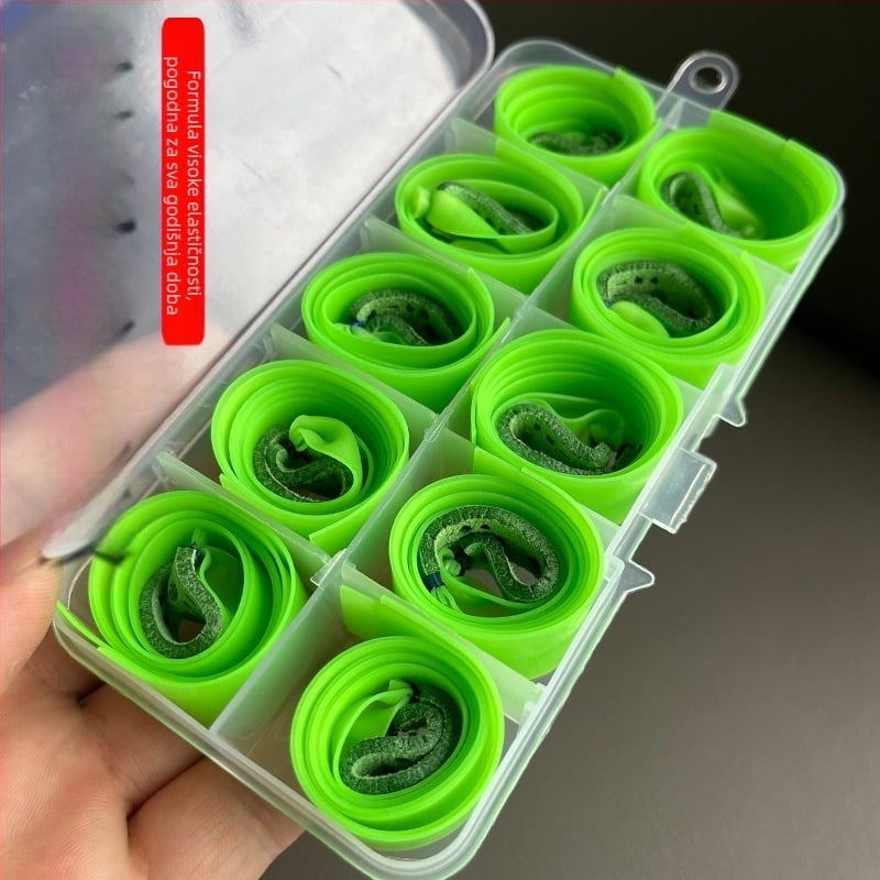 Set plosnatih gumica za praćku s okvirom, 6,5 mm, prozirno zelene boje, fluorescentno zelena, visoka elastičnost, izdržljive široke gumice