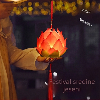 Prijenosna lotosova lanterna sa svjetlom, ručna lanterna za festival lampiona, tradicionalni kineski stil
