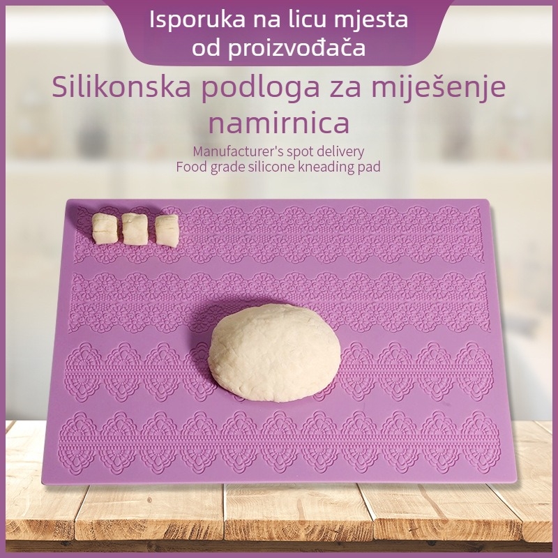 Debela silikonska podloga za mijesanje tijesta, protivljepljiva površina za razvaljivanje tijesta i pečenje