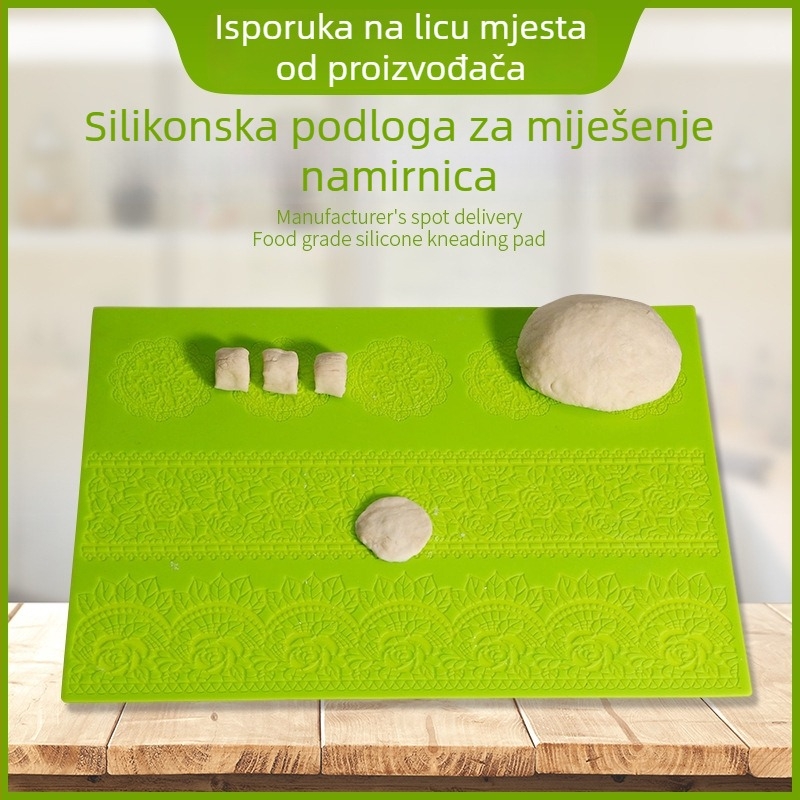 Debela silikonska podloga za mijesanje tijesta, protivljepljiva površina za razvaljivanje tijesta i pečenje